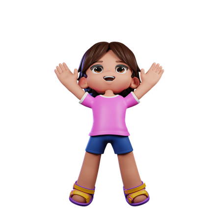 Cute Boy Giving Jump Pose  3D Illustration