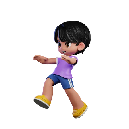 Cute Boy Giving Jump Pose  3D Illustration