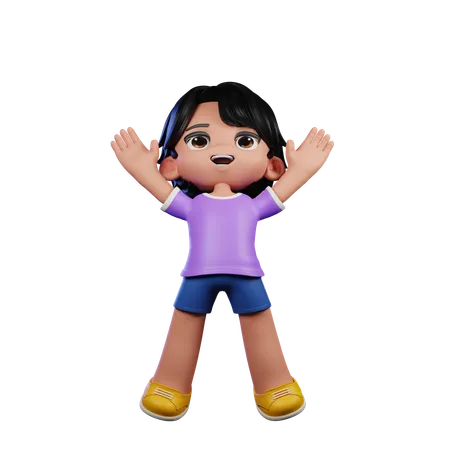 Cute Boy Giving Jump Pose  3D Illustration