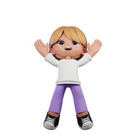 Cute Boy Giving Jump Pose  3D Illustration