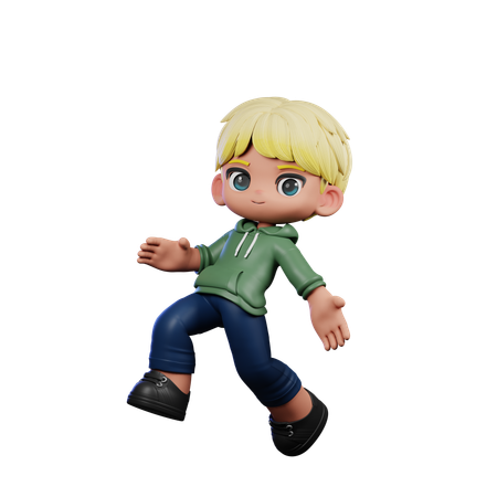 Cute Boy Giving Jumping Pose  3D Illustration