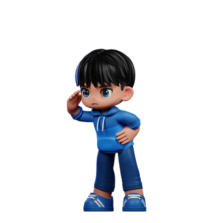 Cute Boy Giving Looking Pose  3D Illustration