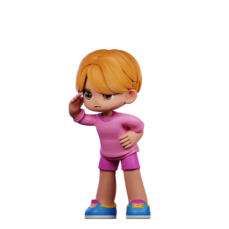 Cute Boy Giving Looking Pose  3D Illustration