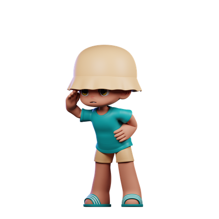 Cute Boy Giving Looking Pose  3D Icon