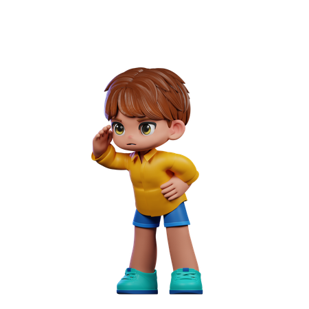 Cute Boy Giving Looking Pose  3D Icon