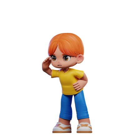 Cute Boy Giving Looking Pose  3D Illustration