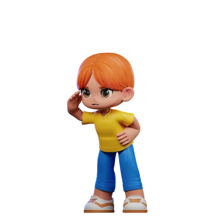 Cute Boy Giving Looking Pose  3D Illustration