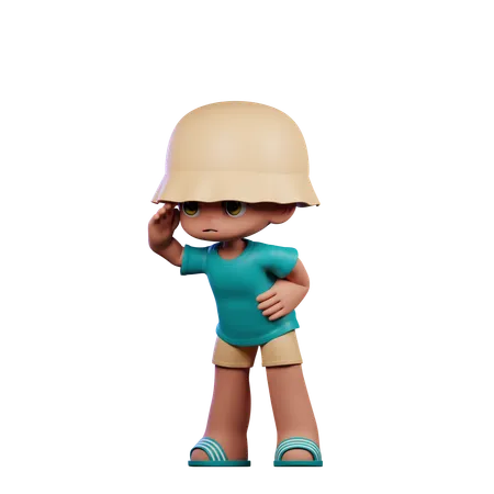 Cute Boy Giving Looking Pose  3D Illustration