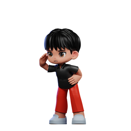 Cute Boy Giving Looking Pose  3D Illustration