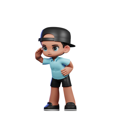 Cute Boy Giving Looking Pose  3D Illustration