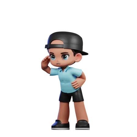 Cute Boy Giving Looking Pose  3D Illustration