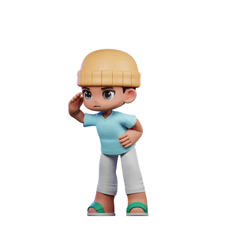 Cute Boy Giving Looking Pose  3D Illustration