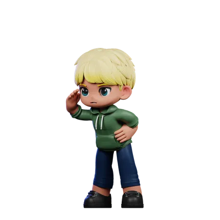 Cute Boy Giving Looking Pose  3D Illustration