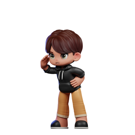 Cute Boy Giving Looking Pose  3D Illustration