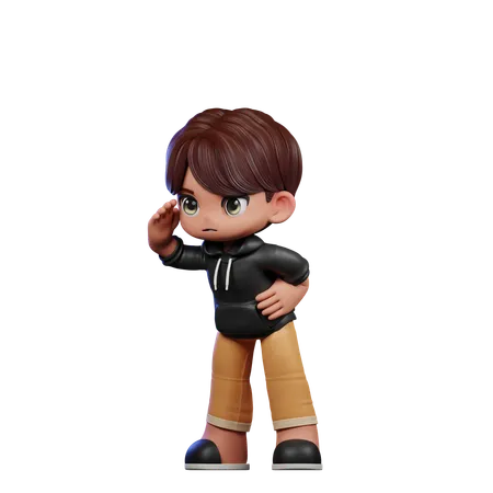 Cute Boy Giving Looking Pose  3D Illustration