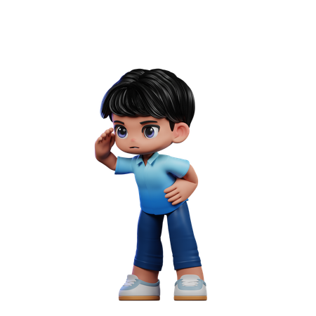 Cute Boy Giving Looking Pose  3D Illustration