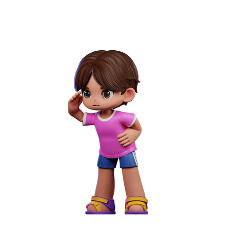 Cute Boy Giving Looking Pose  3D Illustration