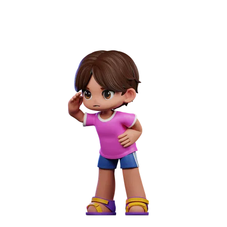 Cute Boy Giving Looking Pose  3D Illustration