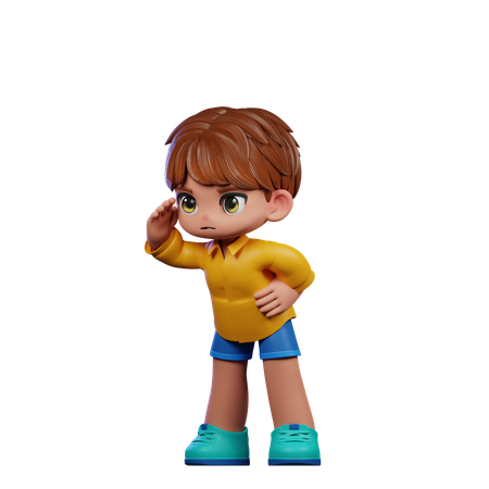 Cute Boy Giving Looking Pose  3D Illustration