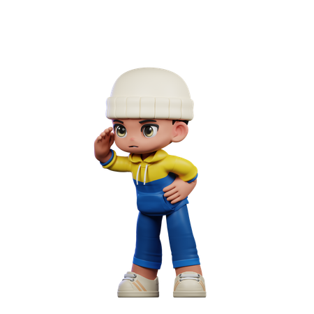 Cute Boy Giving Looking Pose  3D Illustration