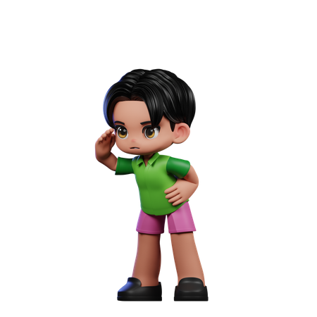 Cute Boy Giving Looking Pose  3D Illustration