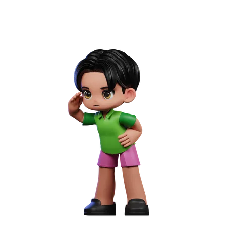 Cute Boy Giving Looking Pose  3D Illustration