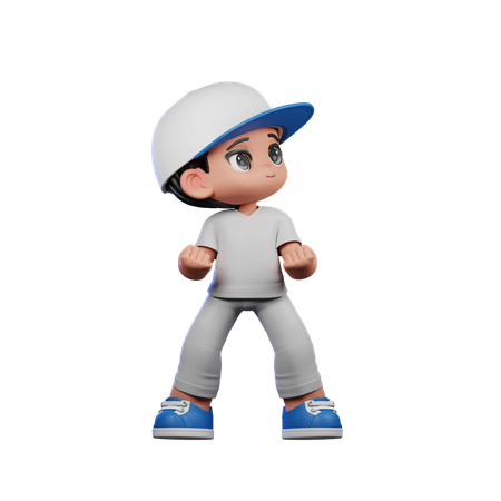 Cute Boy Giving Looking Victorious Pose  3D Illustration