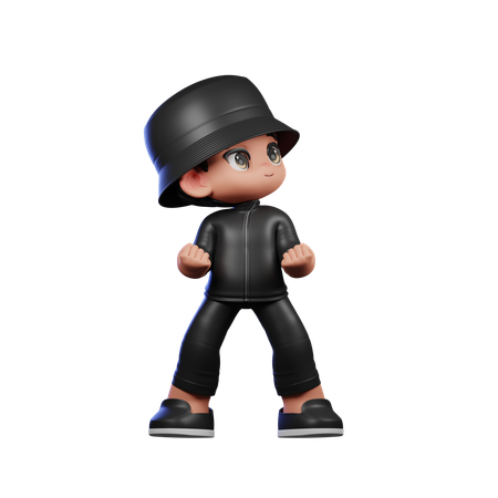 Cute Boy Giving Looking Victorious Pose  3D Illustration