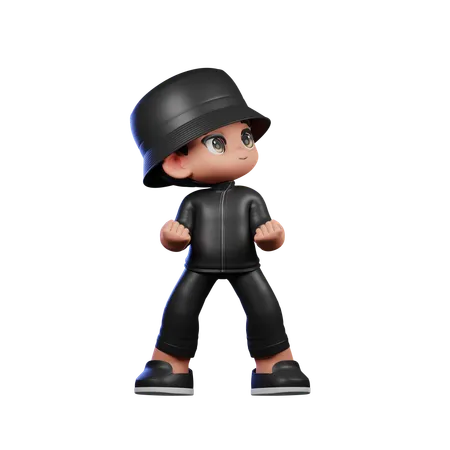 Cute Boy Giving Looking Victorious Pose  3D Illustration