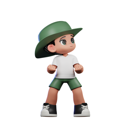 Cute Boy Giving Looking Victorious Pose  3D Illustration