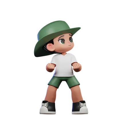 Cute Boy Giving Looking Victorious Pose  3D Illustration