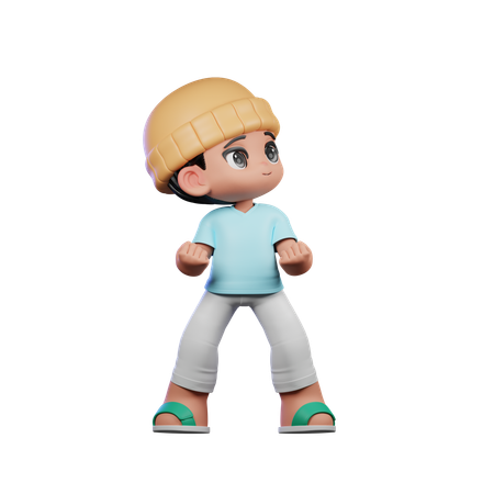 Cute Boy Giving Looking Victorious Pose  3D Illustration