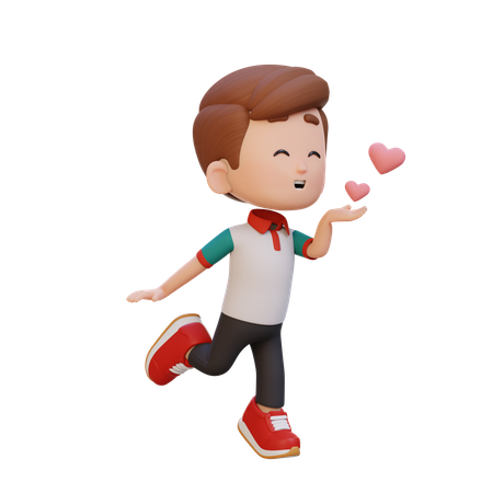 Cute Boy Giving Love  3D Illustration