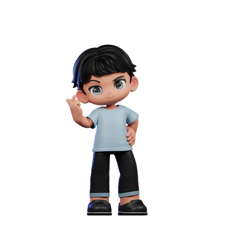 Cute Boy Giving Love Sign  3D Icon