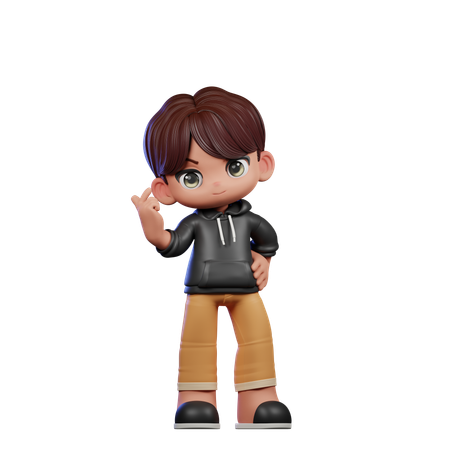 Cute Boy Giving Love Sign  3D Icon