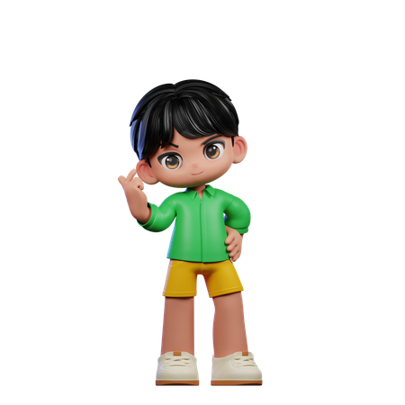 Cute Boy Giving Love Sign  3D Icon