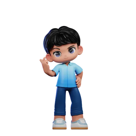 Cute boy Giving Love Sign  3D Illustration