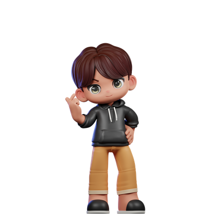 Cute Boy Giving Love Sign  3D Illustration