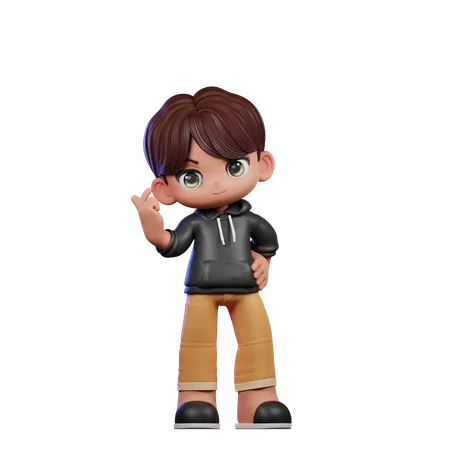 Cute Boy Giving Love Sign  3D Illustration