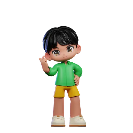 Cute Boy Giving Love Sign  3D Illustration