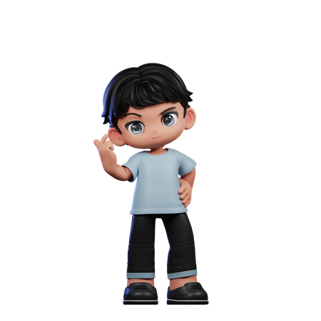 Cute Boy Giving Love Sign  3D Illustration