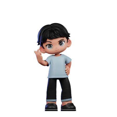 Cute Boy Giving Love Sign  3D Illustration