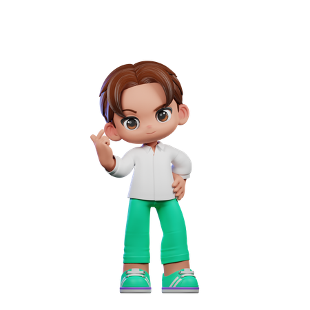 Cute boy Giving Love Sign  3D Illustration