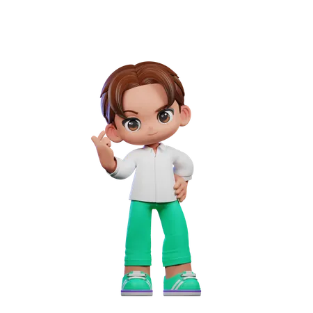 Cute boy Giving Love Sign  3D Illustration