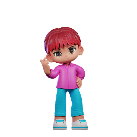 Cute boy Giving Love Sign  3D Illustration