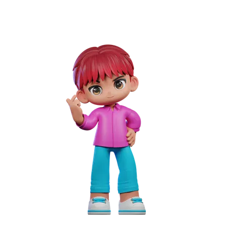 Cute boy Giving Love Sign  3D Illustration