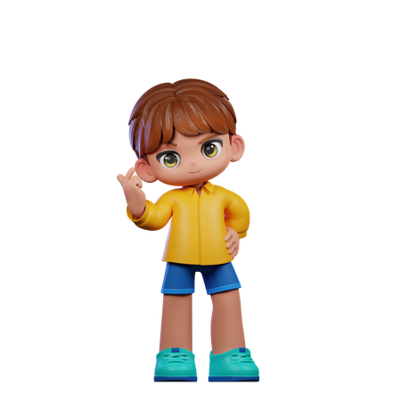 Cute boy Giving Love Sign  3D Illustration