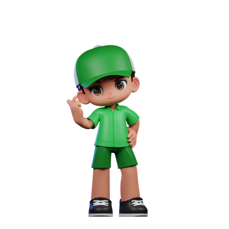 Cute Boy Giving Love Sign Pose  3D Icon