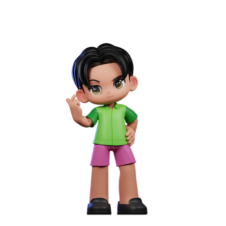 Cute Boy Giving Love Sign Pose  3D Icon