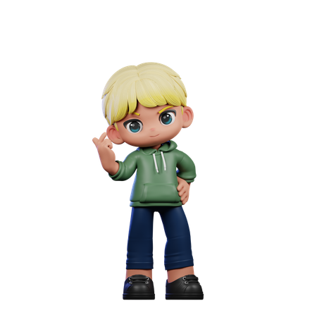Cute Boy Giving Love Sign Pose  3D Icon